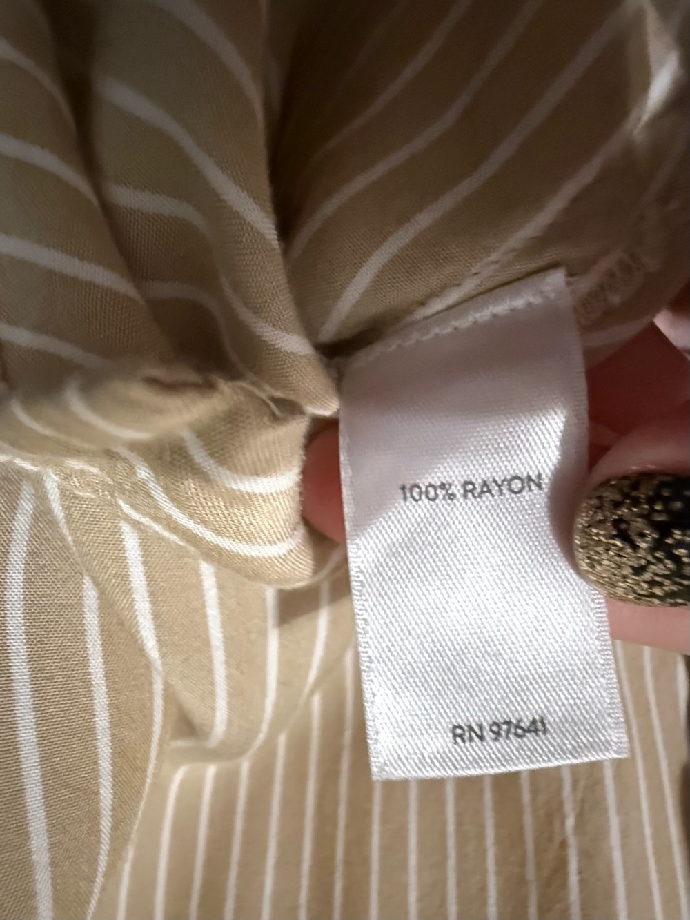 J. Jill Rayon Tan and White Striped Button-Down Shirt - Picture 5 of 5